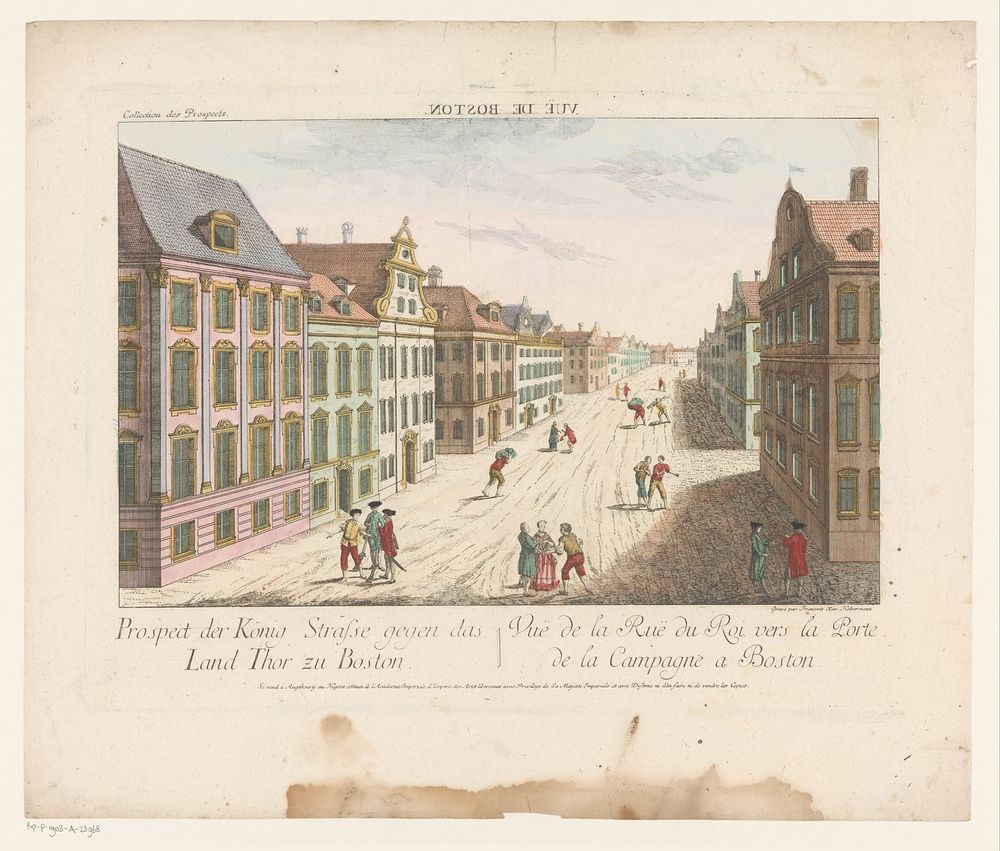 Gezicht op King Street te Boston (1755 - 1779) by Kaiserlich Franziskische Akademie, Franz Xaver Habermann and Jozef II…
