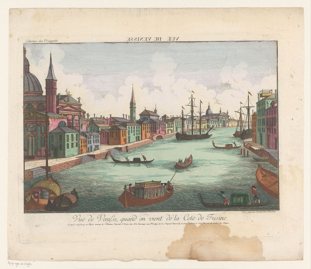 Gezicht op het kanaal bij Fusina in Venetië (1755 - 1779) by Kaiserlich Franziskische Akademie, Franz Xaver Habermann and…