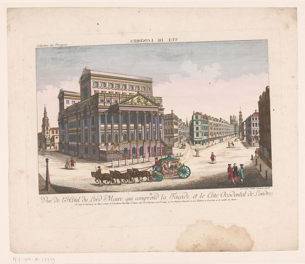 Gezicht op Mansion House te Londen (1755 - 1779) by Kaiserlich Franziskische Akademie, Balthasar Friedrich Leizel and Jozef…