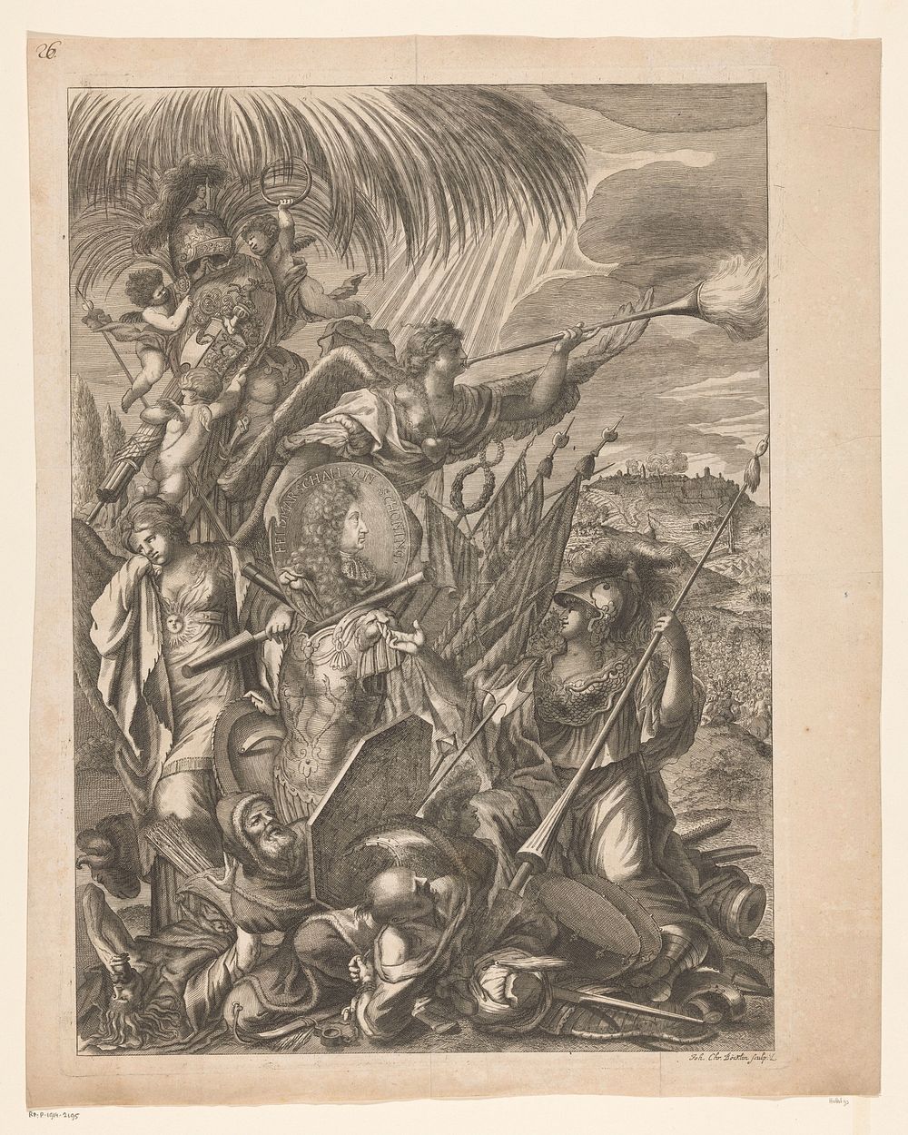 Allegorische voorstelling met het portret van Hans Adam von Schöning (1691 - 1709) by Johann Christoph Boecklin