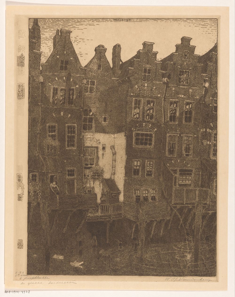 Huizen aan de Voorstraatshaven in Dordrecht (1912) by Wijnand Otto Jan Nieuwenkamp