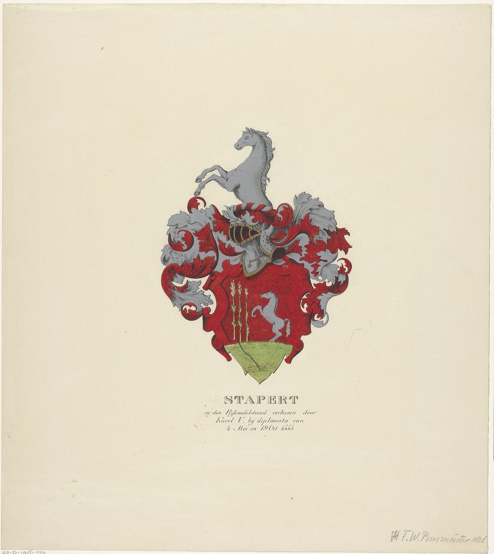 Wapen van de familie Stapert (1855 - 1915) by Friedrich Wilhelm Burmeister