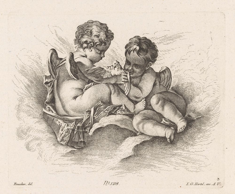 Putti met duif (1705 - 1775) by Boucher and Johann Georg Hertel I