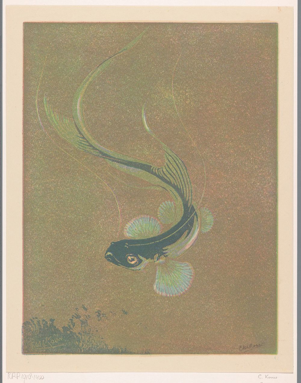 Zwemmende vis (1918) by Casper M L Kouw