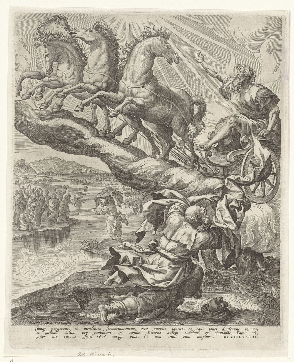 Hemelvaart van Elia (1582 - 1583) by Johannes Wierix, Maerten de Vos and Johann Sadeler I