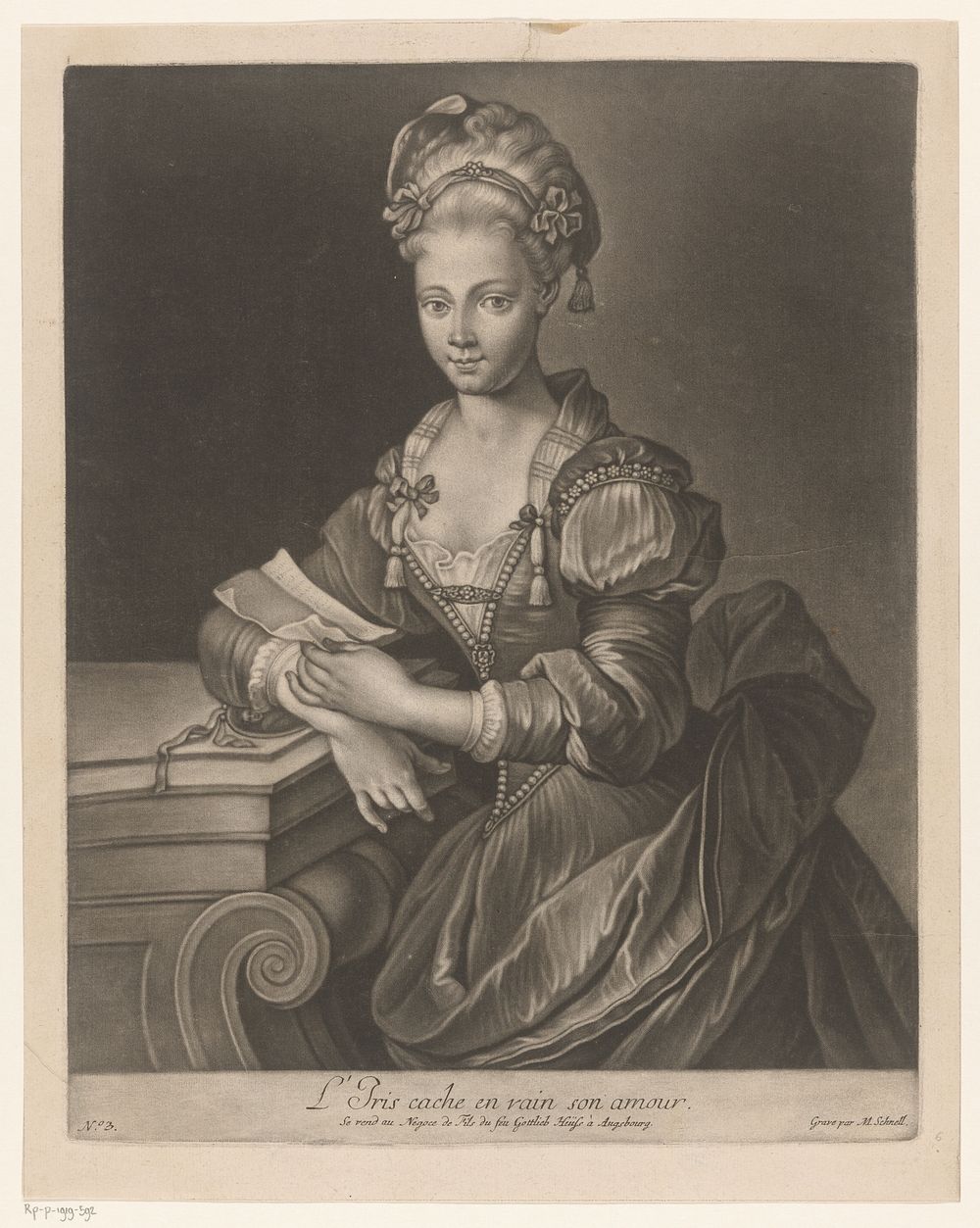 Brieflezende jonge vrouw (1731 - 1740) by Michael Schnell and Gottlieb Heiss I
