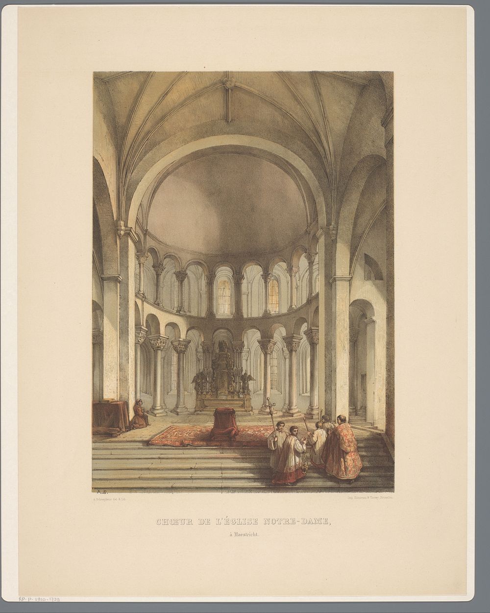 Interieur van Onze-Lieve-Vrouwe-Basiliek te Maastricht (1855) by Alexander Schaepkens, Alexander Schaepkens and Simonau and…
