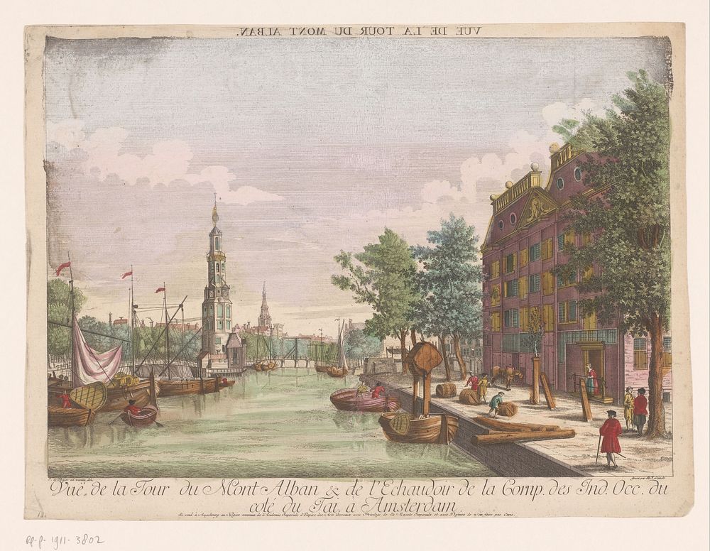 Gezicht op de Montelbaanstoren te Amsterdam (1755 - 1779) by Kaiserlich Franziskische Akademie, Balthasar Friedrich Leizel…