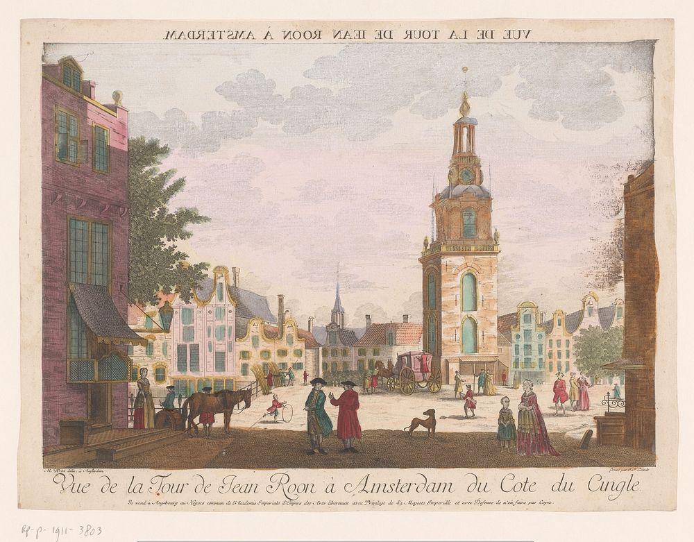 Gezicht op de Jan Roodenpoortstoren te Amsterdam (1755 - 1779) by Kaiserlich Franziskische Akademie, Balthasar Friedrich…