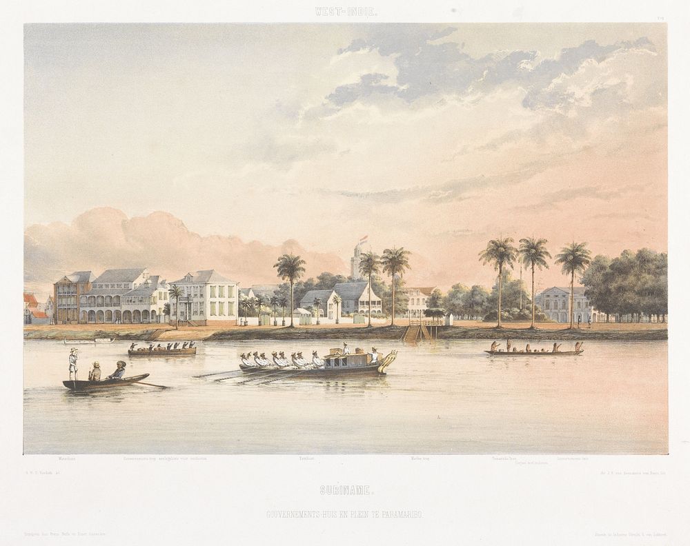 Gouvernementshuis en plein te Paramaribo (1860 - 1862) by jonkheer Jacob Eduard van Heemskerck van Beest, Gerard Voorduin…