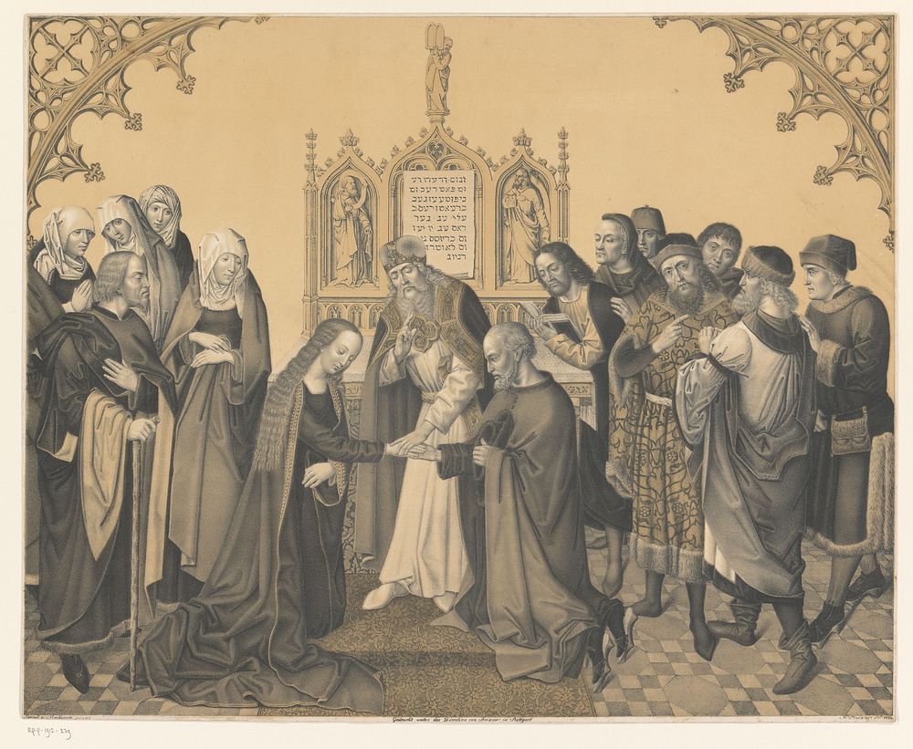 Huwelijk tussen Jozef en Maria (1822) by Johann Nepomuk Strixner, Israhel van Meckenem and Johann Nepomuk Strixner
