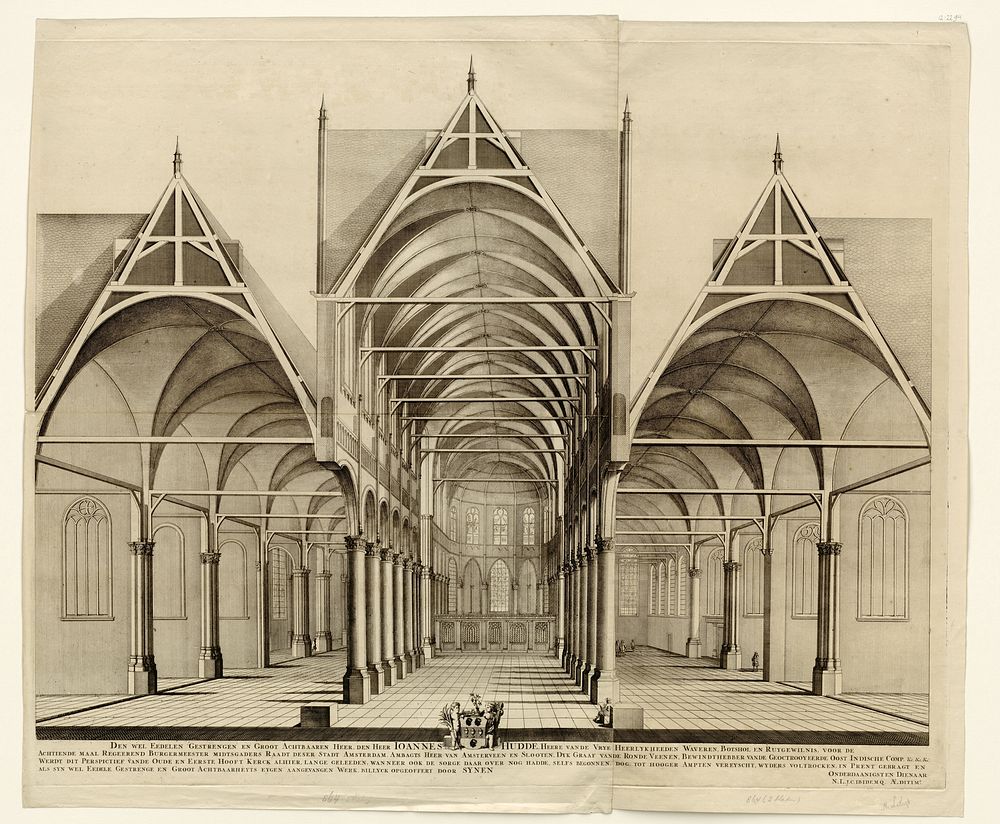 Interieur van de Oude Kerk te Amsterdam (1699 - 1704) by anonymous, Nicolaas Listingh, Nicolaas Listingh and Johannes Hudde