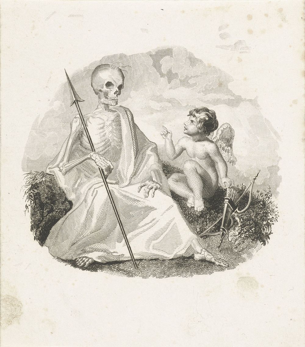 Amor en de Dood, als geraamte met speer (1830 - 1845) by Henricus Wilhelmus Couwenberg and Lodewijk Anthony Vintcent