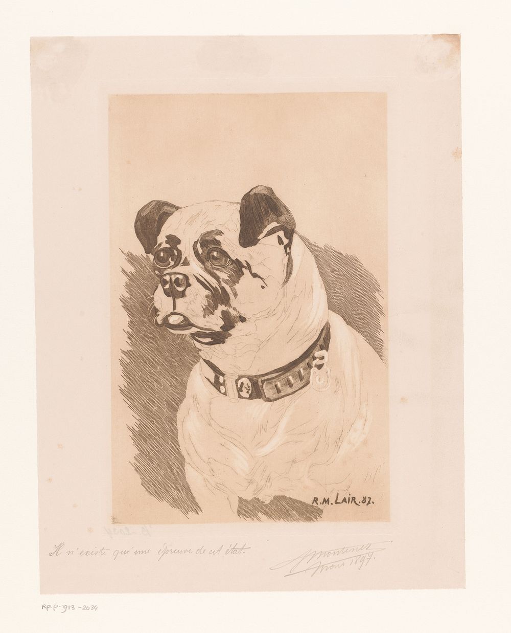Hond met halsband (1897) by Georges Montenez and R M Lair