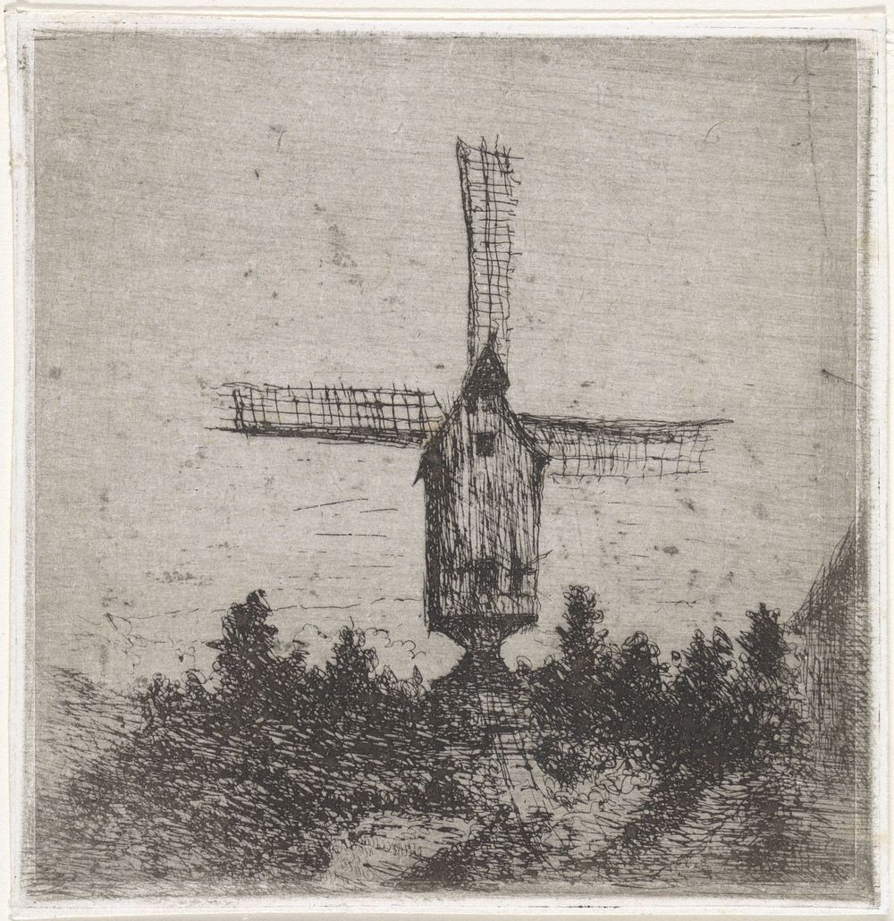 Windmolen met drie zichtbare wieken (1855 - 1904) by Arnoud Schaepkens