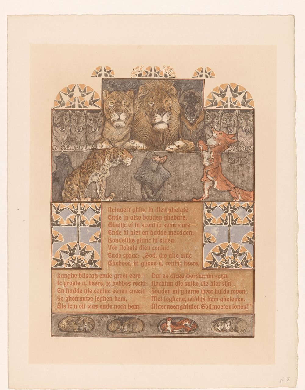 Vos (Reinaert) voor leeuw (Nobel) en andere dieren (1910) by Bernard Willem Wierink