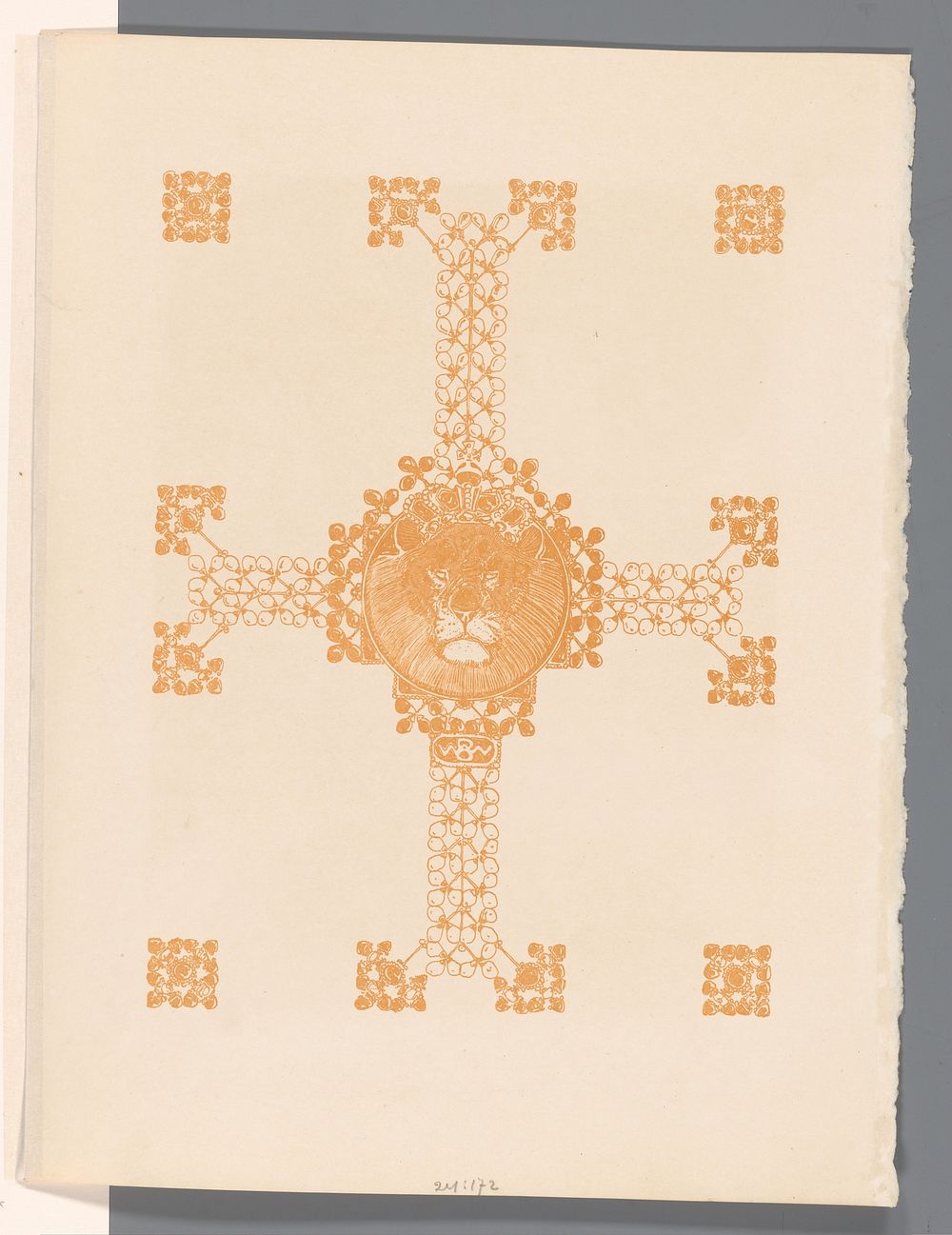 Ornamentiek en gekroonde leeuw (Nobel) (1910) by Bernard Willem Wierink