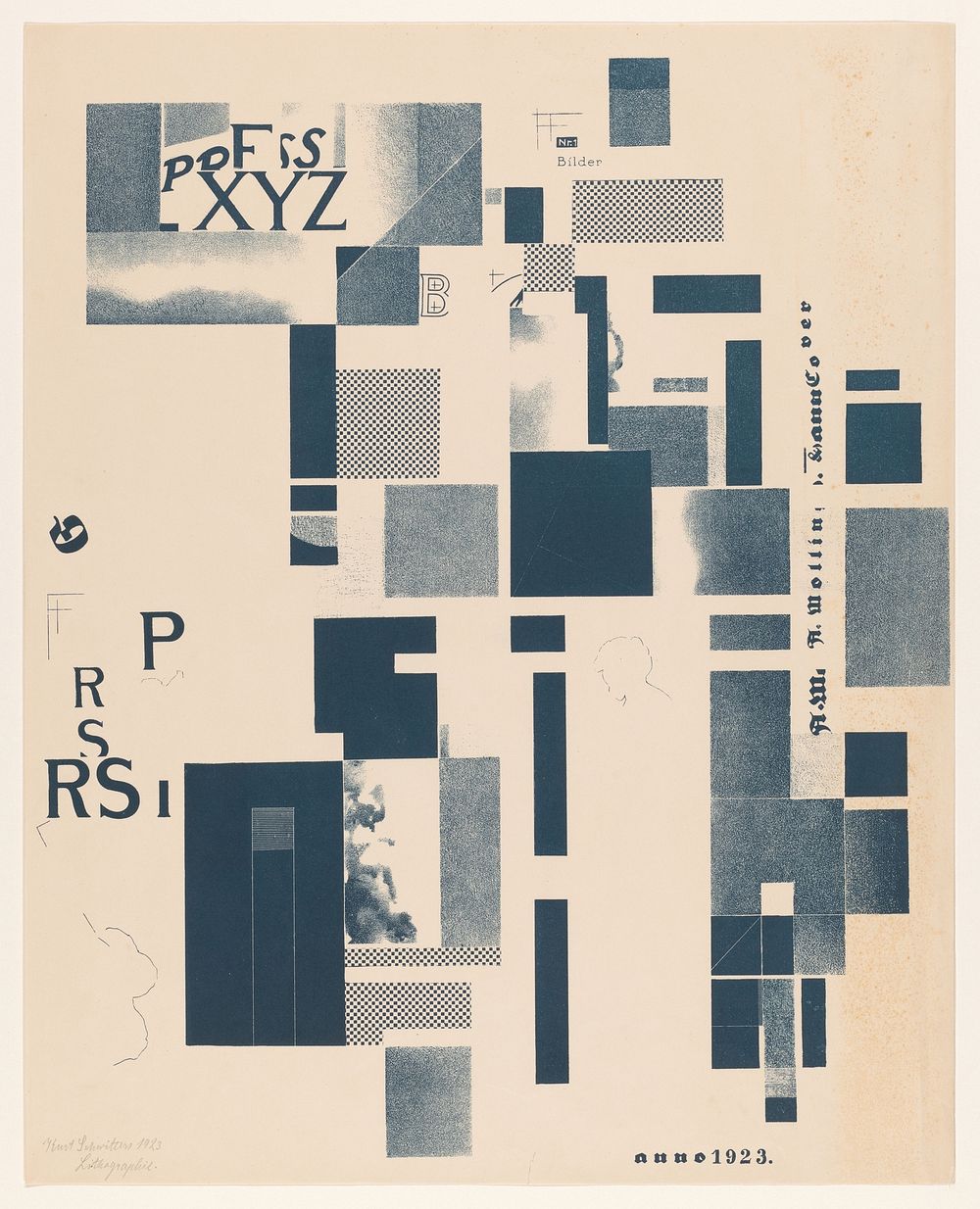 Compositie met typografische elementen (1923) by Kurt Schwitters