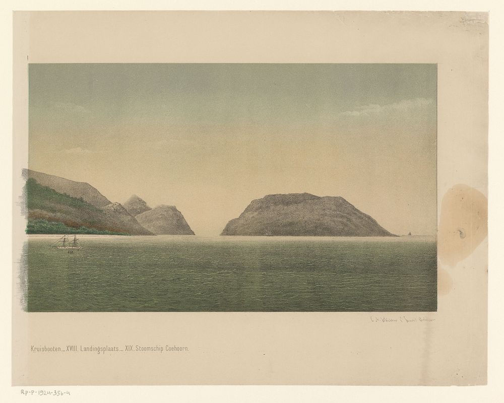 Gezicht op de kust van Groot-Atjeh, met voor de kust de vloot van de Eerste Atjeh-expeditie, vierde deel (1873) by C A…