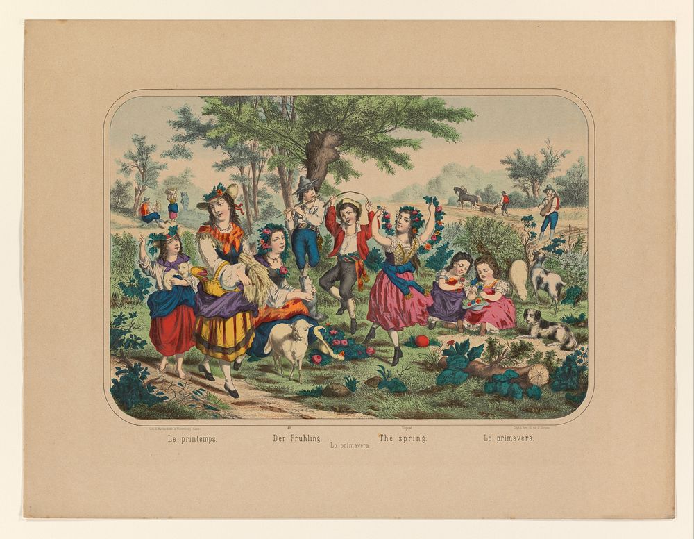 Landschap met figuren (1825 - 1875) by anonymous and C Burckardt