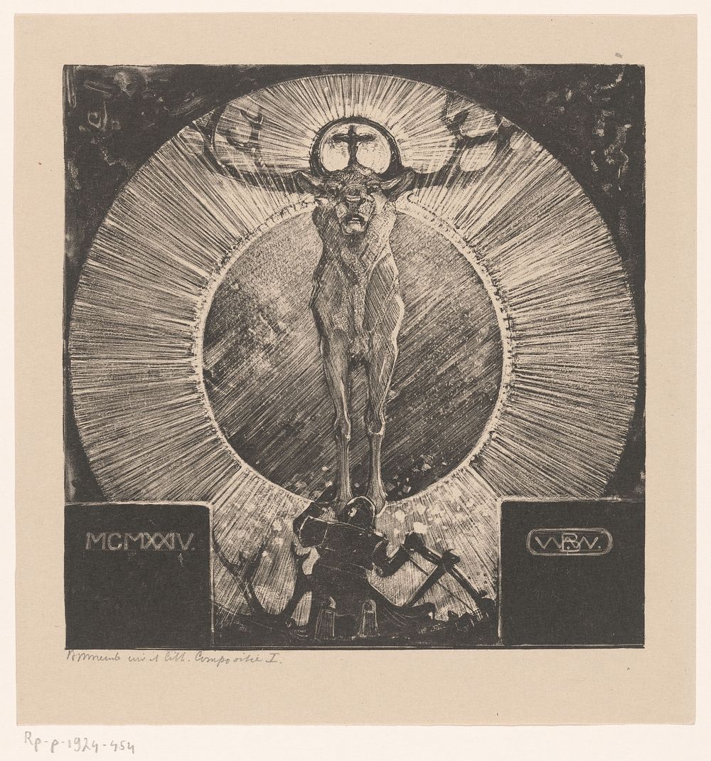 Figuur voor de verschijning van een hert (1924) by Bernard Willem Wierink