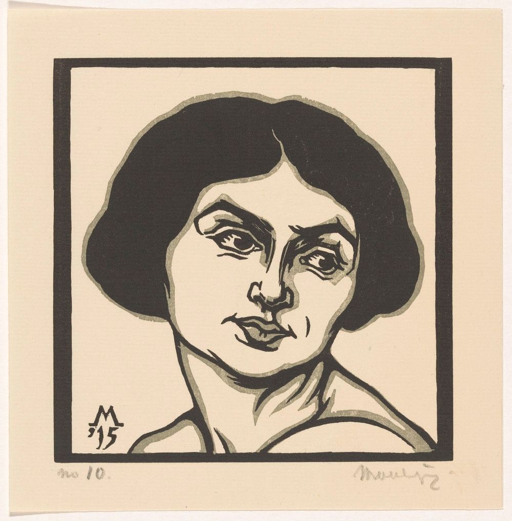 Hoofd van een vrouw (1915) by Simon Moulijn