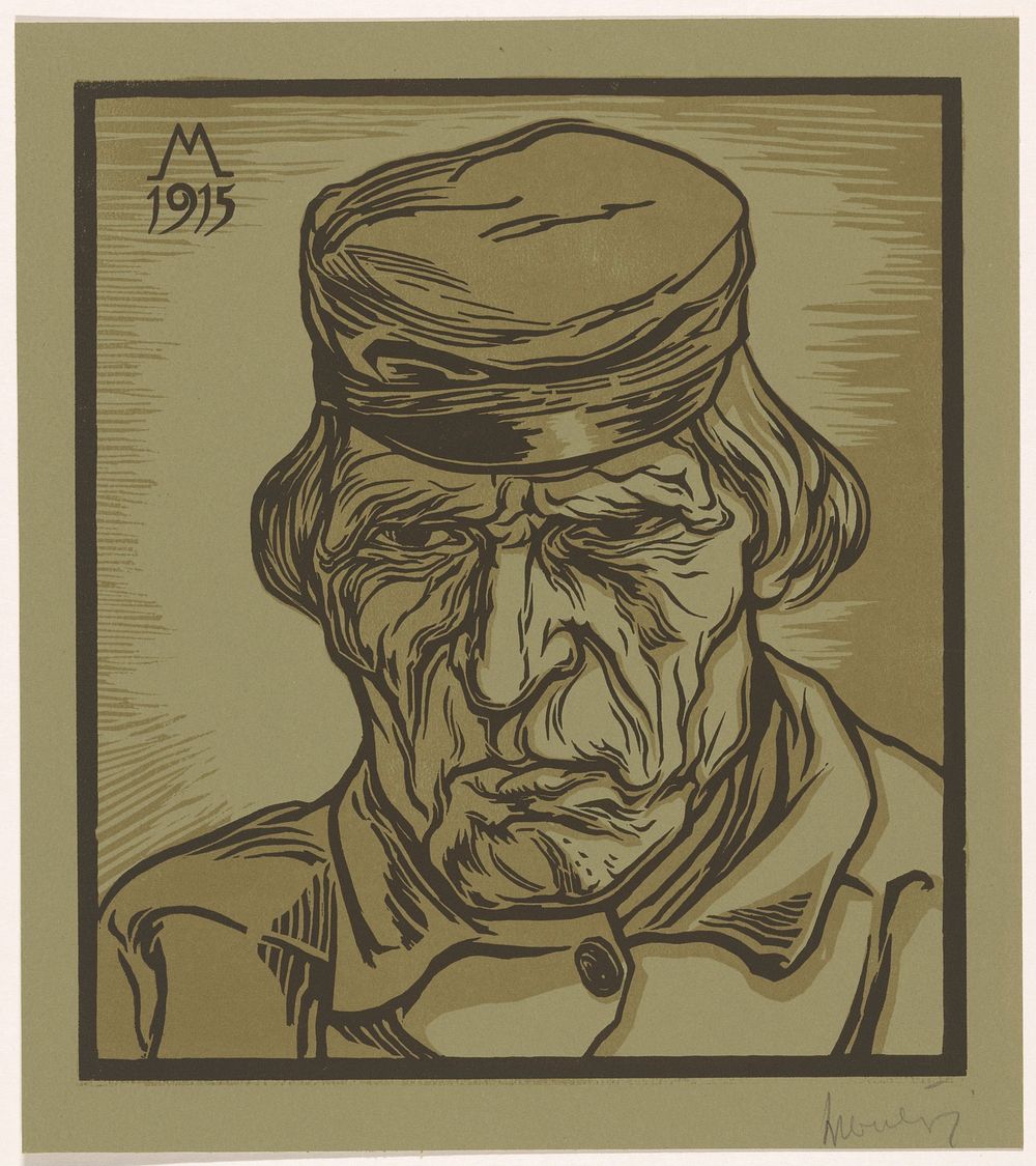 Portret van een Zeeuwse boer (1915) by Simon Moulijn
