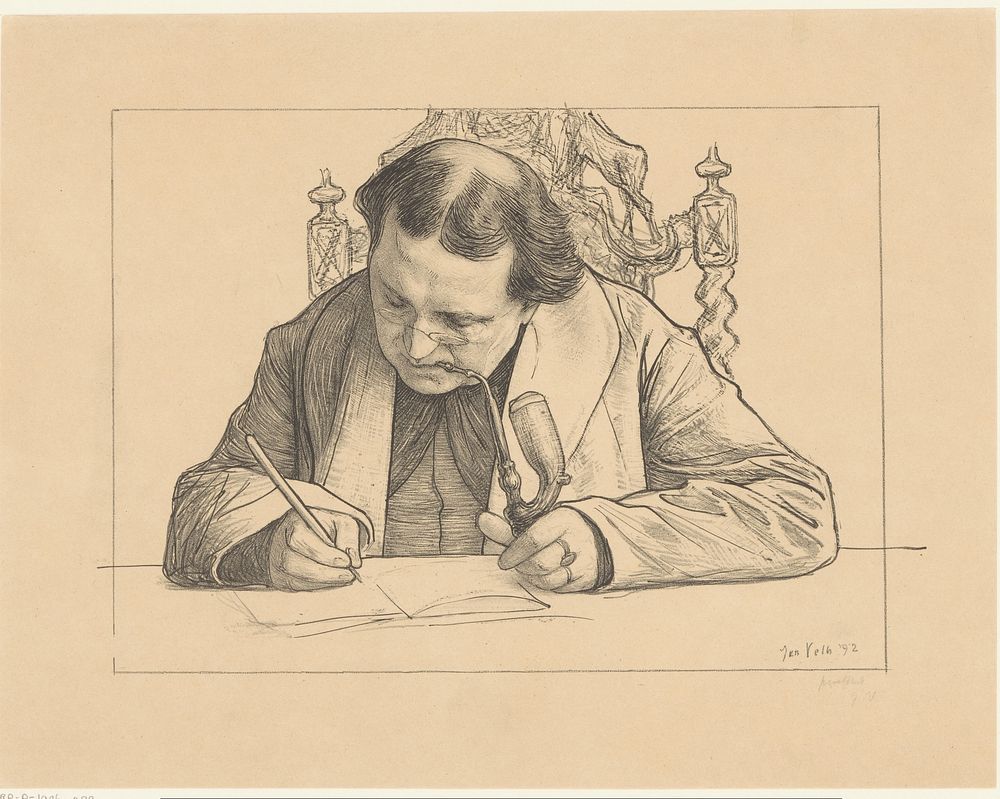 Portret van schrijvende Abraham Kuyper (1892) by Jan Veth