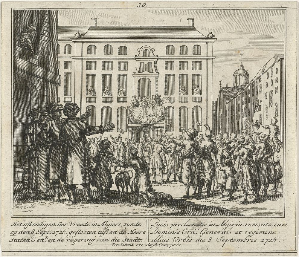 Het afkondigen van de vrede gesloten tussen de Staten-Generaal en het bestuur van Algiers, 1726 (1726 - 1728) by Leonard…