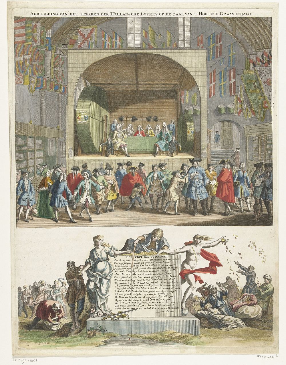 Trekking van de Hollandsche Loterij te Den Haag, 1696 (1735 - 1737) by anonymous and Robert Hennebo