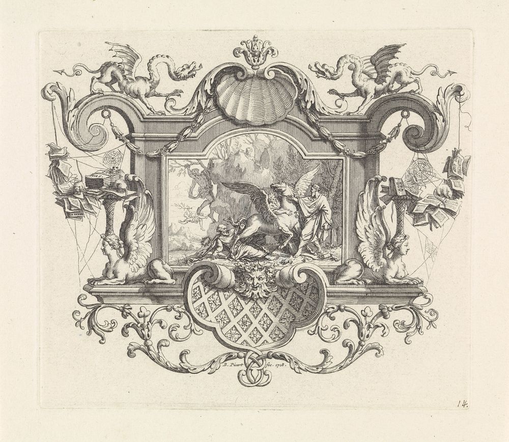 Beteugelen van Pegasus (1718) by Bernard Picart and Bernard Picart
