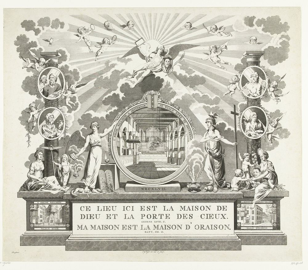 Gedenkstuk voor de Waalse Gemeente te Amsterdam (1800 - 1821) by Jan Gerritsz Visser and Jan Gerritsz Visser