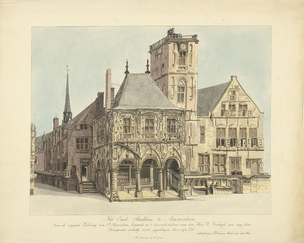 Het Oude Stadhuis van Amsterdam, 1641 (1778 - 1838) by Anthonie van den Bos, Pieter Jansz Saenredam and W Gruyter
