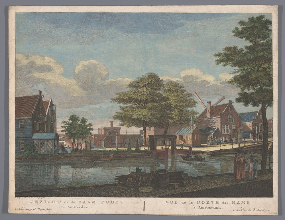 Gezicht op de Raampoort te Amsterdam (1766) by Pierre Fouquet, Caspar Jacobsz Philips and Caspar Jacobsz Philips