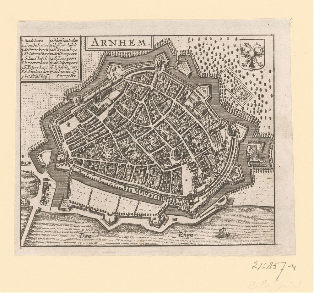 Plattegrond van Arnhem (c. 1652 - c. 1678) by anonymous and Jacob van Meurs