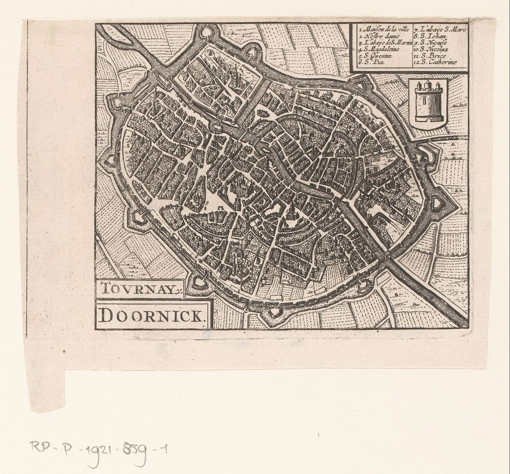 Plattegrond van Doornik (1652 - 1662) by anonymous, Johannes Janssonius and Jacob van Meurs