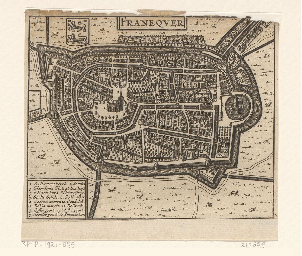 Plattegrond van Franeker (1652 - 1662) by anonymous
