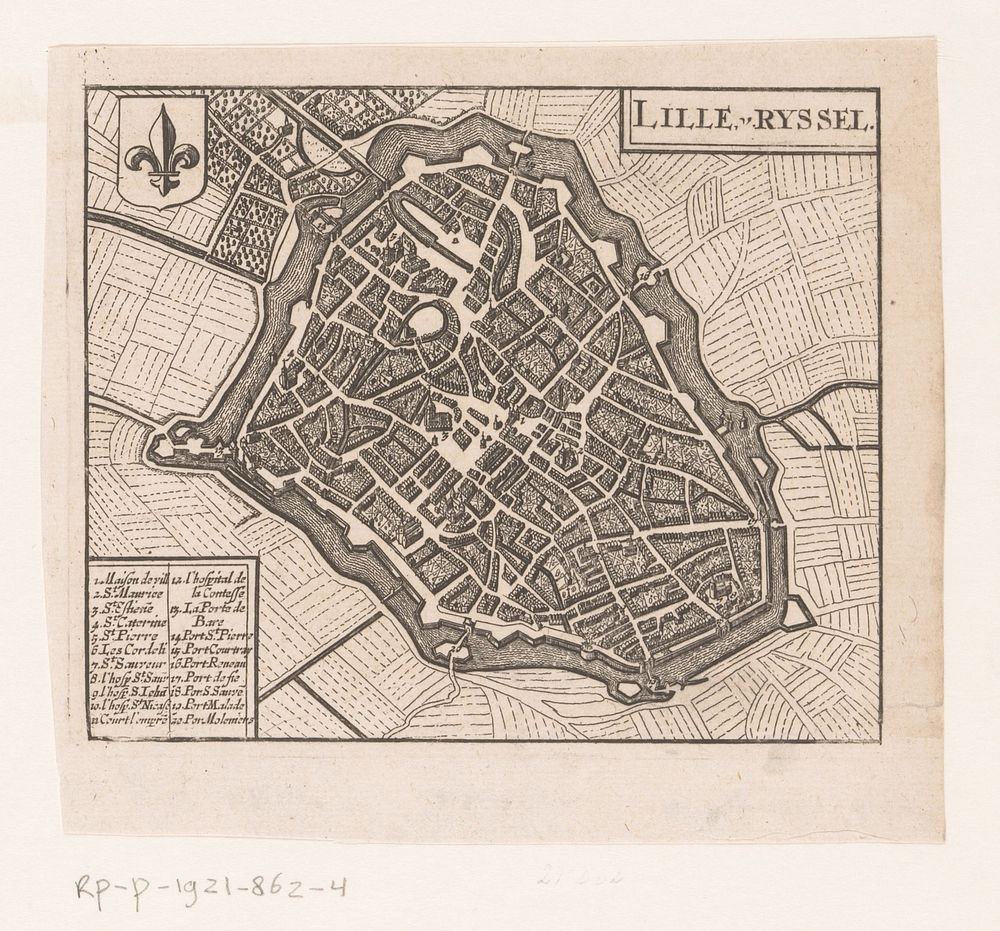 Plattegrond van Lille (1652 - 1662) by anonymous