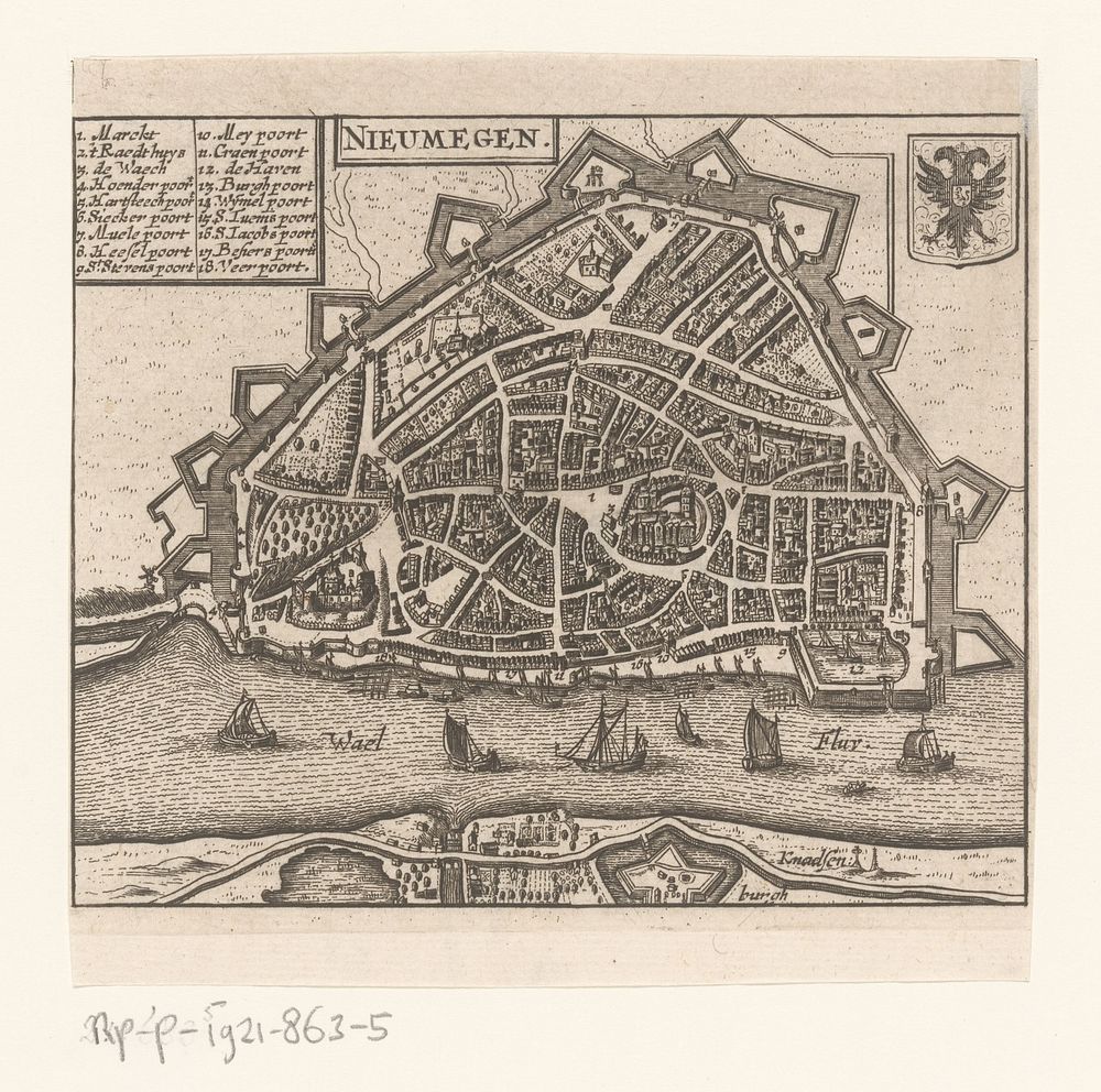 Plattegrond van Nijmegen (1652) by anonymous and Johannes Janssonius