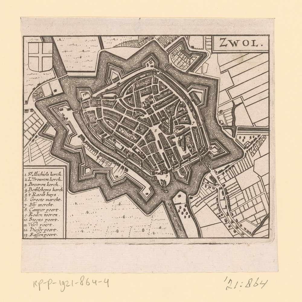 Plattegrond van Zwolle (1652) by anonymous and Johannes Janssonius