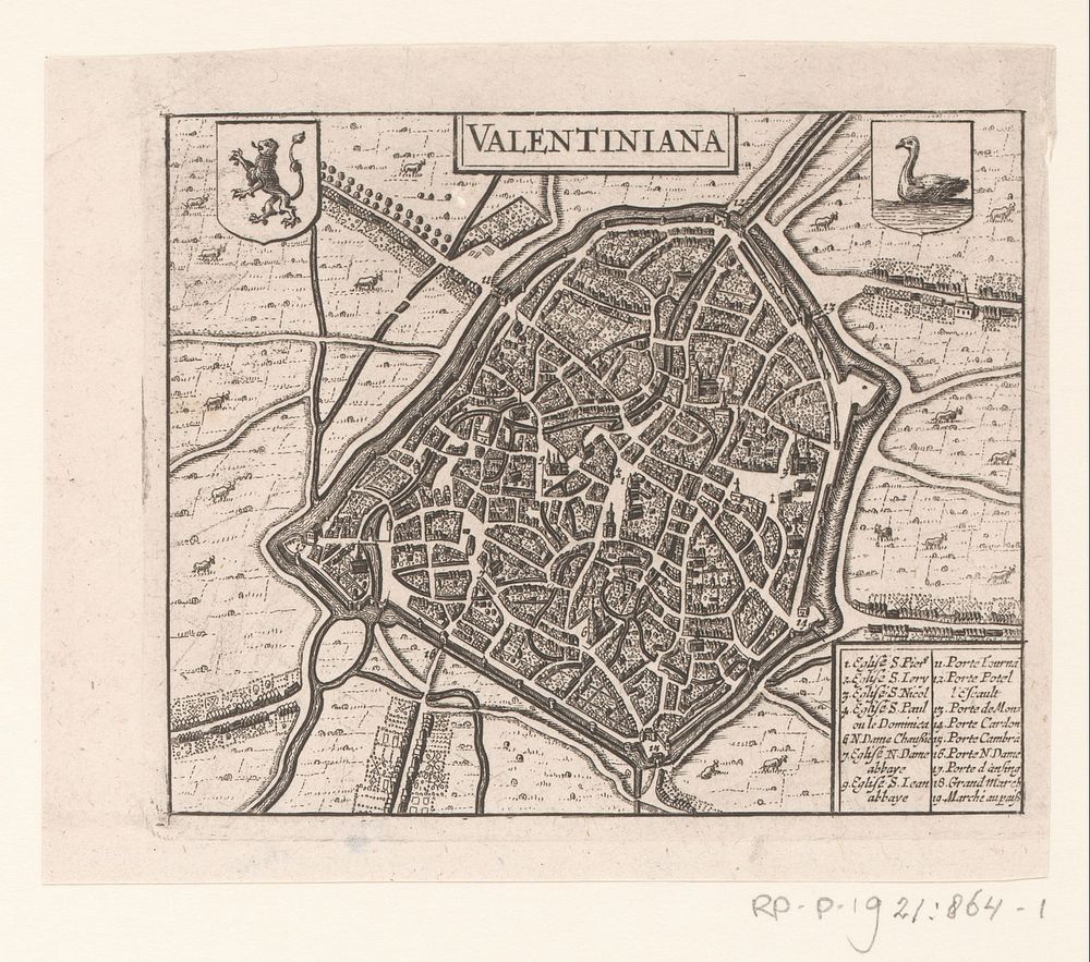Plattegrond van Valenciennes (1652 - 1662) by anonymous, Johannes Janssonius, Jacob van Meurs and Jan Janssen Brouwer