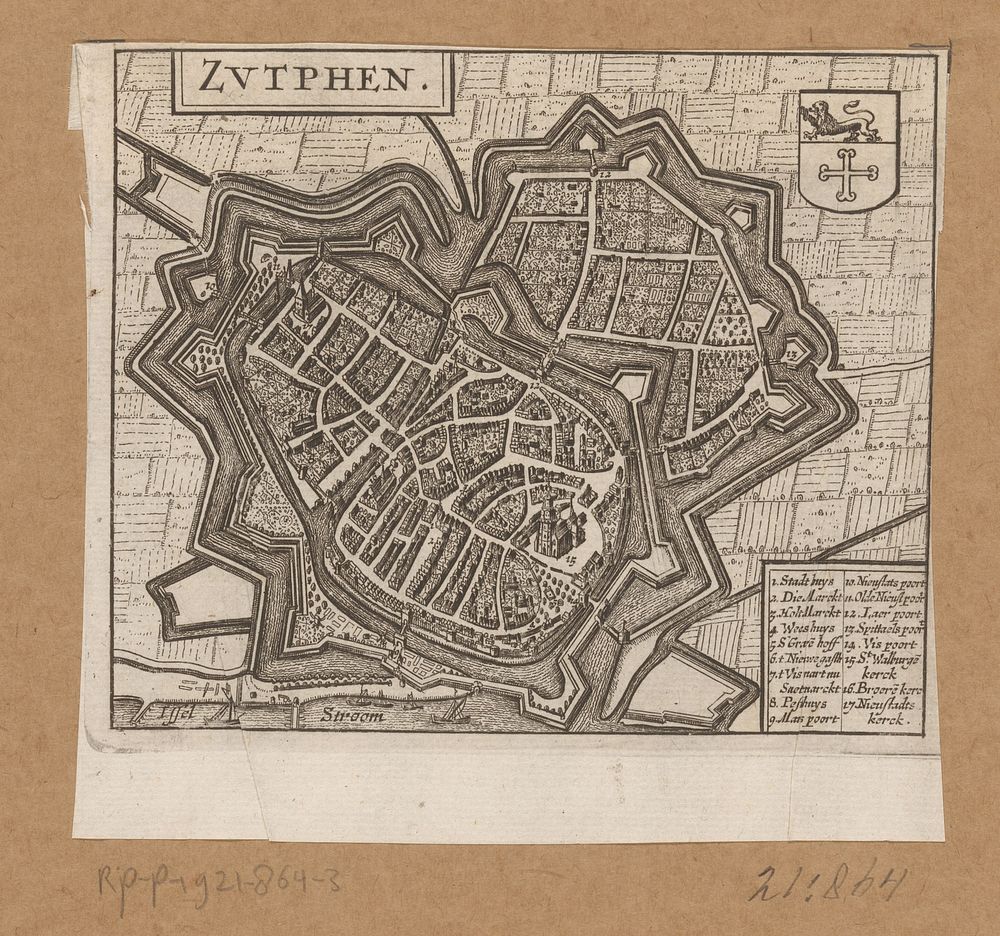 Plattegrond van Zutphen (1652) by anonymous and Johannes Janssonius