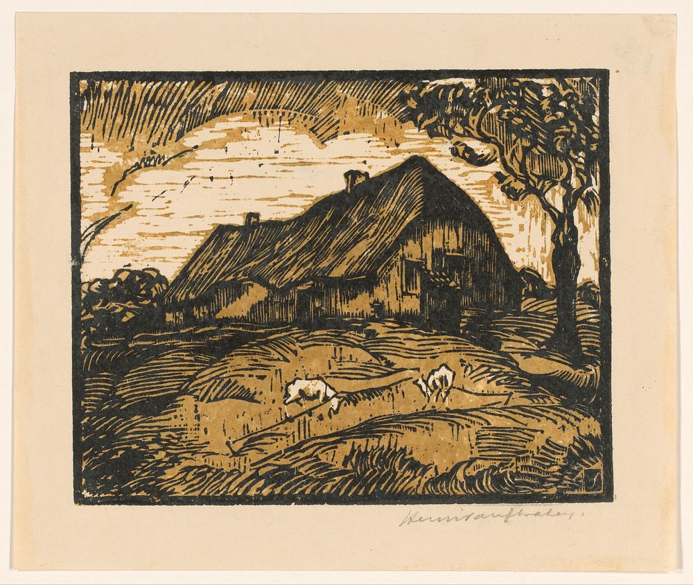 Boerderij met geiten (in or before 1923) by Hendrik van Straten