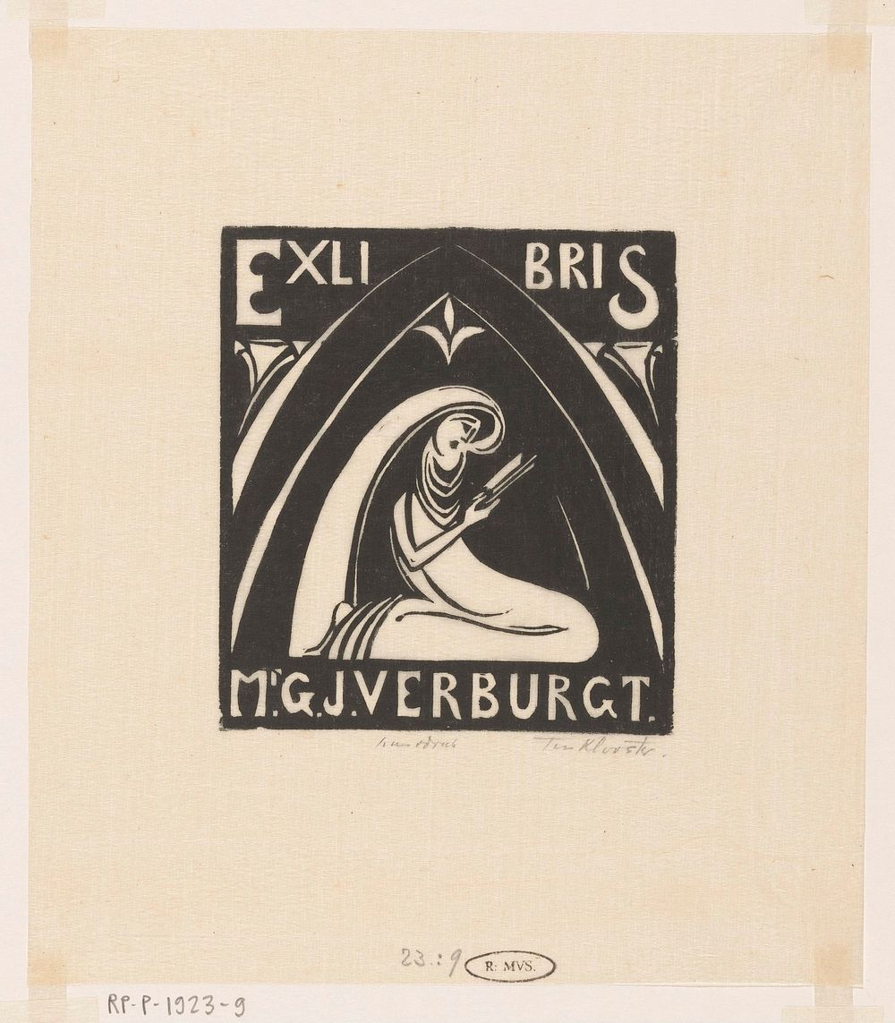 Ex libris van Gerrit-Jan Verburgt (c. 1922) by Johannes Frederik Engelbert ten Klooster and Johannes Frederik Engelbert ten…