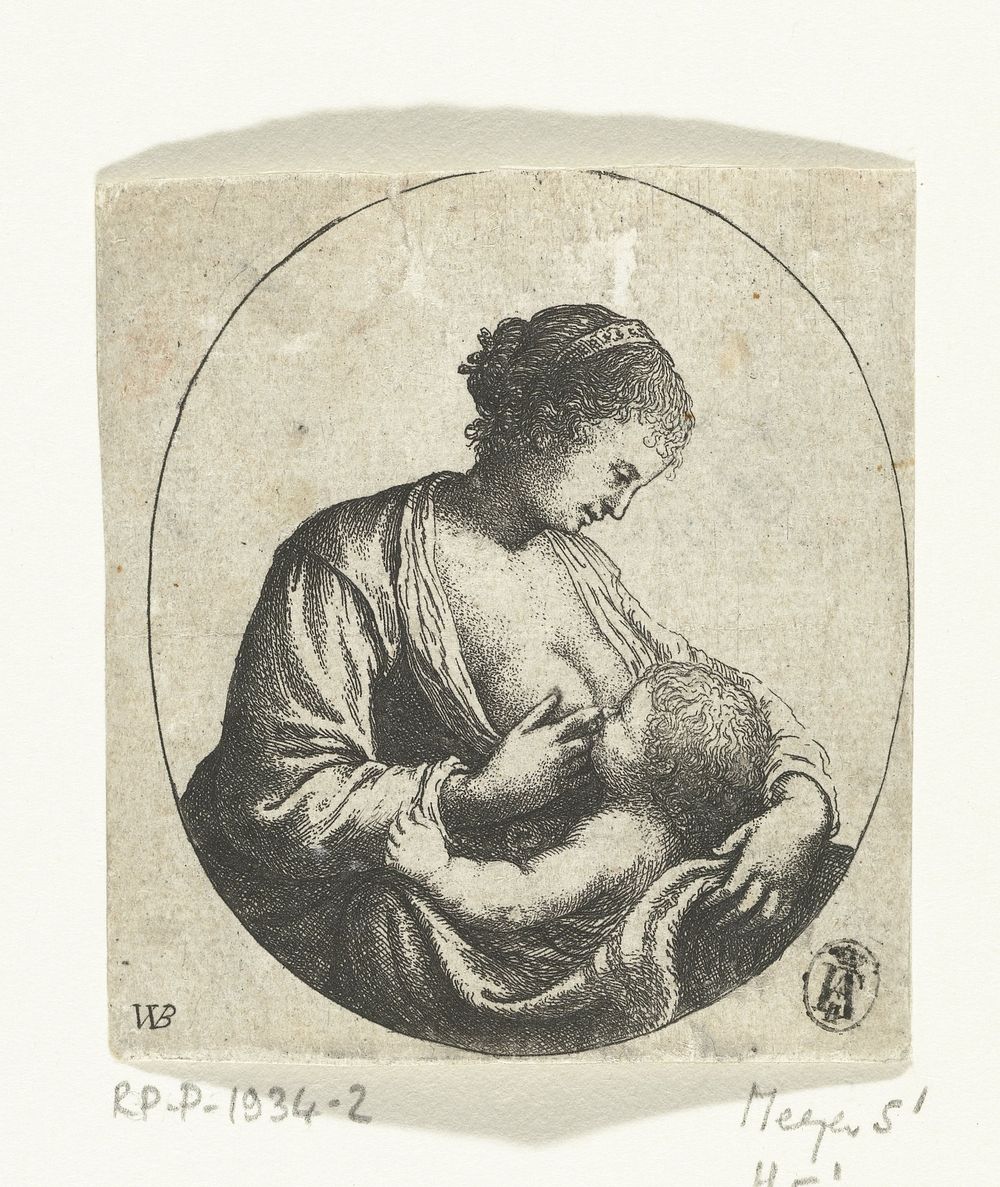 Maria geeft het Christuskind de borst (1633 - 1672) by Willem Basse