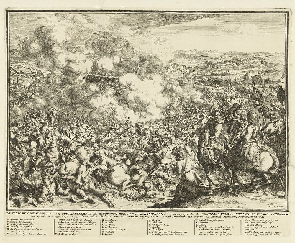 Slag bij Schärding, 1742 (1742) by Jan van Jagen and Jan van Jagen