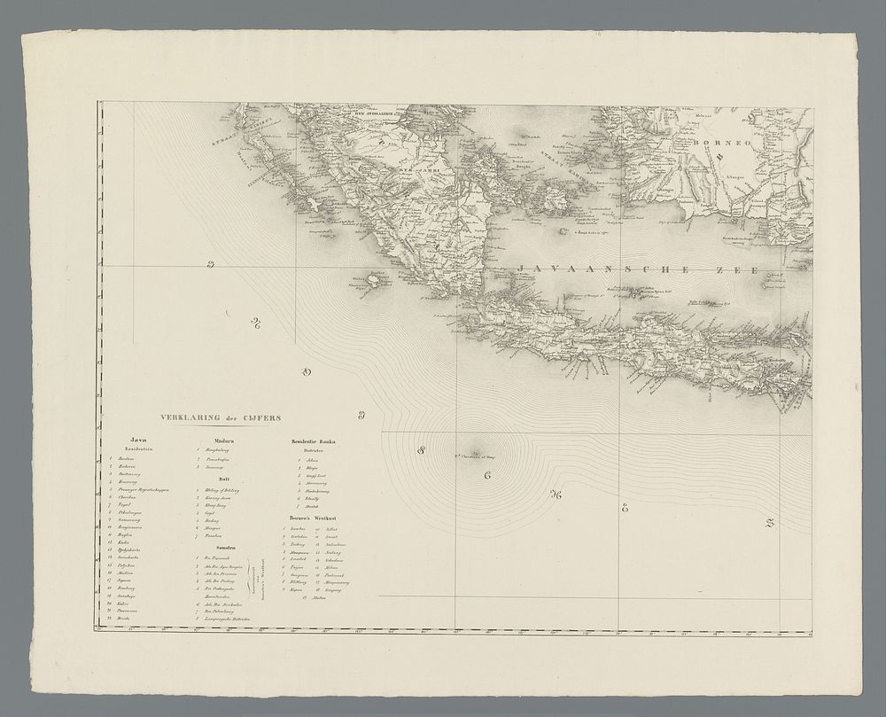 Kaart van Nederlands-Oost-Indië, deel linksonder (1847) by Franciscus Josephus Ensinck, W Beyerinck, J M Bruyn and J F W A…