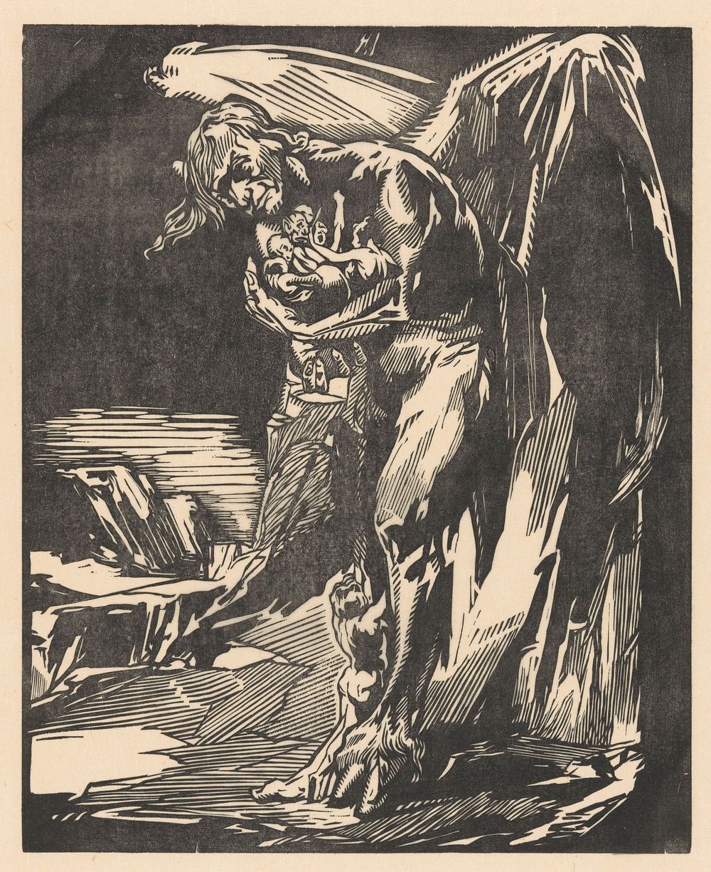 Satan met figuren in zijn armen (1881 - 1934) by Johannes Josephus Aarts