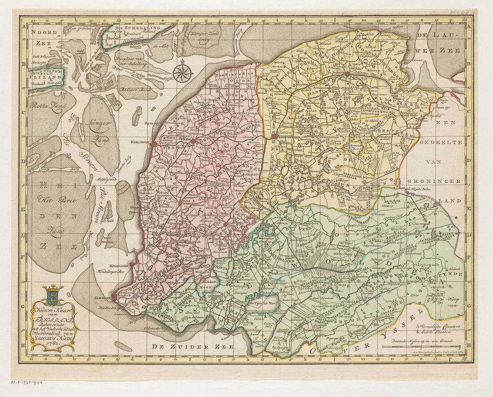 Topografische kaart van Friesland, 1781 (1781) by Abraham van Krevelt