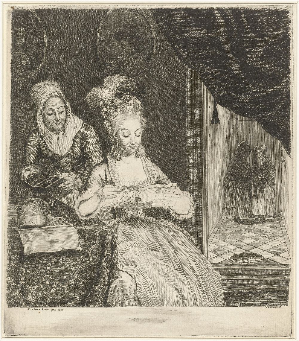 Jonge vrouw leest een brief (1780) by Louis Bernard Coclers and Louis Bernard Coclers